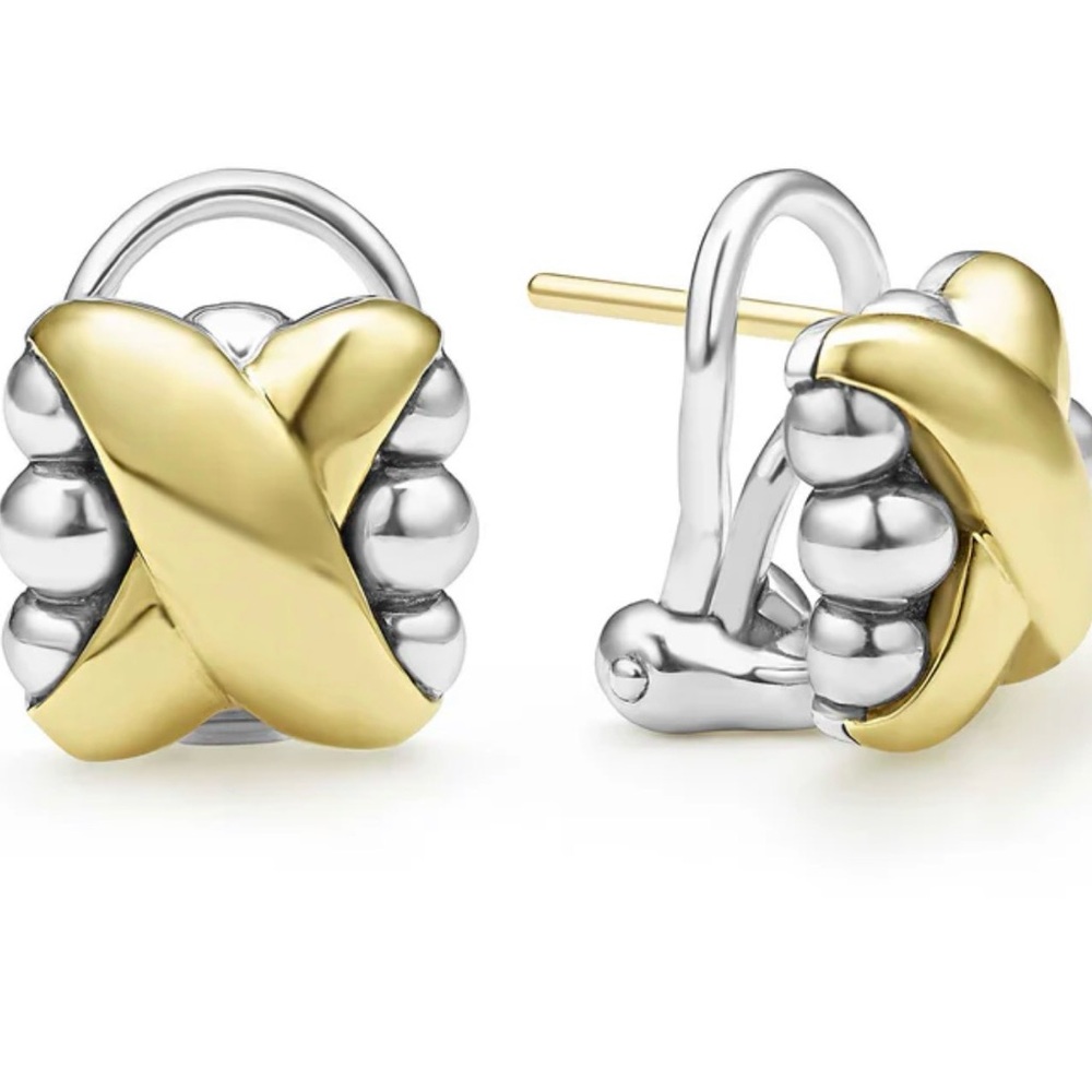 LAGOS Embrace Two-Tone X Omega Clip 11MM Earrings - Picture 10 of 12